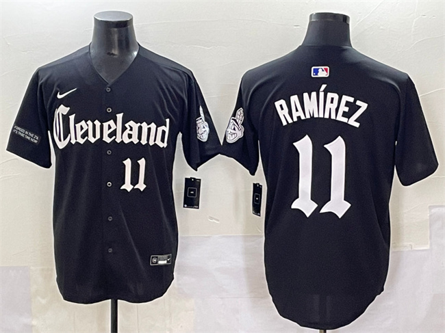 Men's Cleveland Guardians #11 Jos?? Ram?-rez Black Gothic Vapor Premier Limited Stitched Baseball Jersey