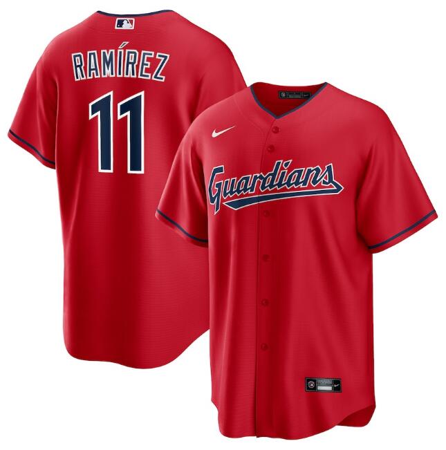 Men's Cleveland Guardians #11 José Ramírez Red Cool Base Stitched Baseball Jersey
