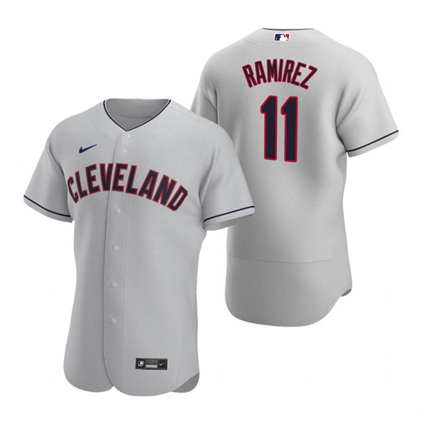 Men's Cleveland Indians #11 Jose Ramirez Nike Gray Flex Base Baseball Jersey