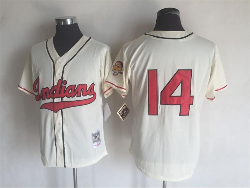 Men's Cleveland Indians #14 Larry Doby Mitchell & Ness 1951 Cream Authentic Throwback Jerseys