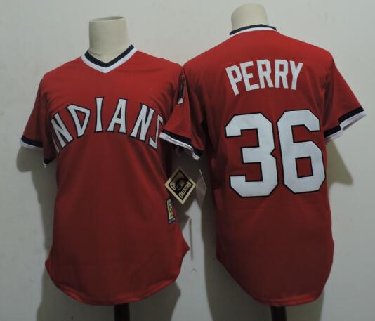 Men's Cleveland Indians #36 Gaylord Perry Cooperstown Red Cool Base Jersey