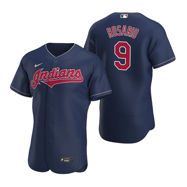 Men's Cleveland Indians #9 Eddie Rosario Nike Navy Indians Flex Base Baseball Jersey