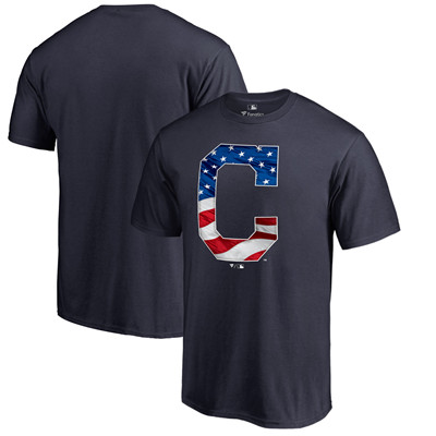 Men's Cleveland Indians Fanatics Branded Navy Banner Wave T-Shirt