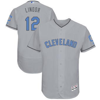 Men's Cleveland Indians Francisco Lindor Majestic Gray Father's Day FlexBase Jersey