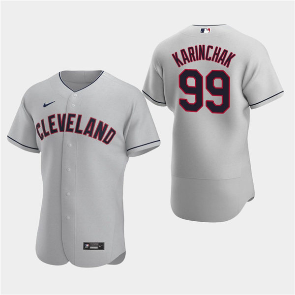 Men's Cleveland Indians James Karinchak #99 Gray Road Authentic Jersey