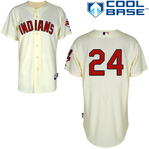 Men's Cleveland Indians Retired Player #24 Manny Ramirez Cream Cool Base Baseball Jersey