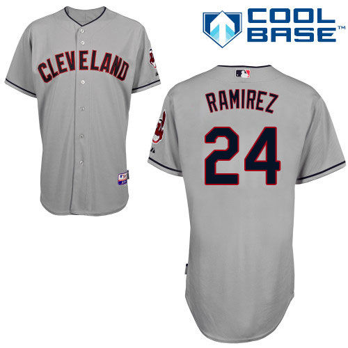 Men's Cleveland Indians Retired Player #24 Manny Ramirez Gray Cool Base Baseball Jersey