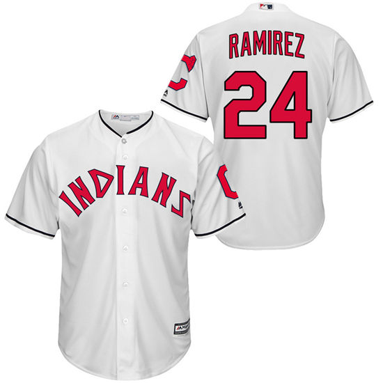 Men's Cleveland Indians Retired Player #24 Manny Ramirez Majestic 1975-1977 White Turn Back the Clock Throwback Authentic Player Jersey