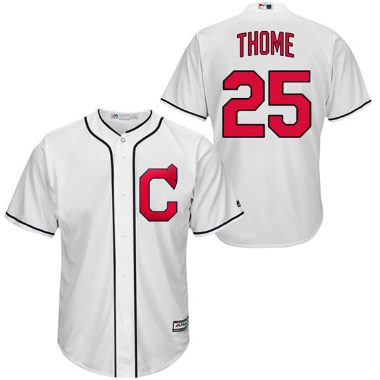 Men's Cleveland Indians Retired Player #25 Jim Thome Majestic 1920's White Turn Back the Clock Throwback Authentic Player Jersey