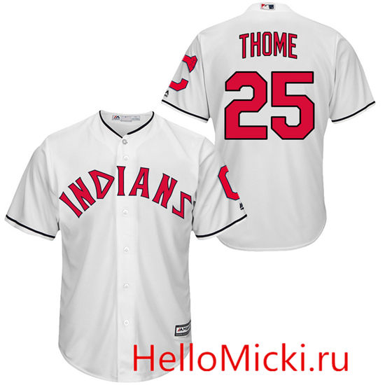Men's Cleveland Indians Retired Player #25 Jim Thome Majestic 1975-1977 White Turn Back the Clock Throwback Authentic Player Jersey