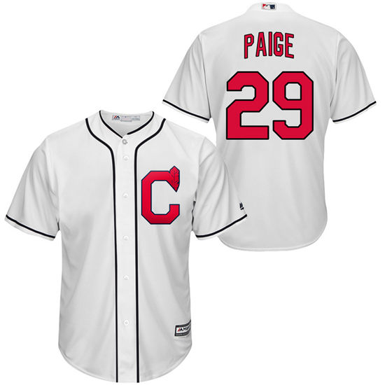 Men's Cleveland Indians Retired Player #29 Satchel Paige Majestic 1920's White Turn Back the Clock Throwback Authentic Player Jersey