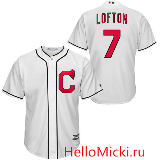 Men's Cleveland Indians Retired Player #7 Kenny Lofton Majestic 1920's White Turn Back the Clock Throwback Authentic Player Jersey