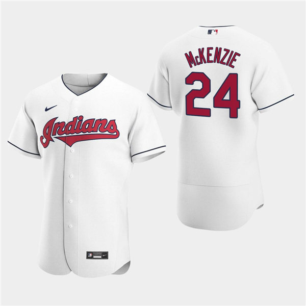 Men's Cleveland Indians Triston McKenzie #24 White Home Authentic Jersey