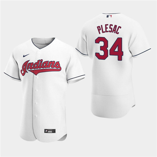 Men's Cleveland Indians Zach Plesac #34 White Home Authentic Jersey