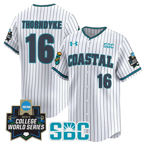 Men's Coastal Carolina Chanticleers 2025 World Series Vapor Premier Limited Jersey - All Stitched Colby Thorndyke   16