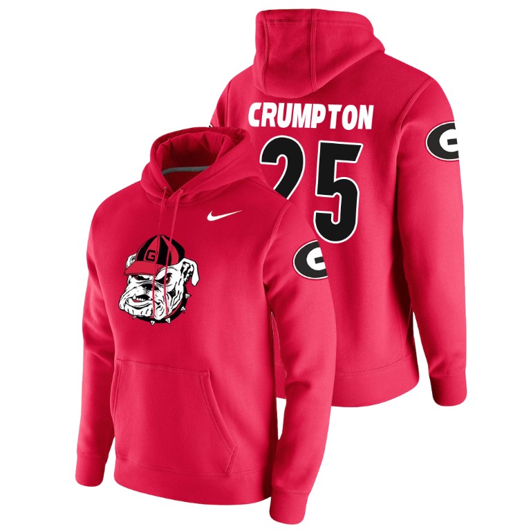 Men's College Football #25 Ahkil Crumpton Georgia Bulldogs Pullover Red Vault Club Hoodie