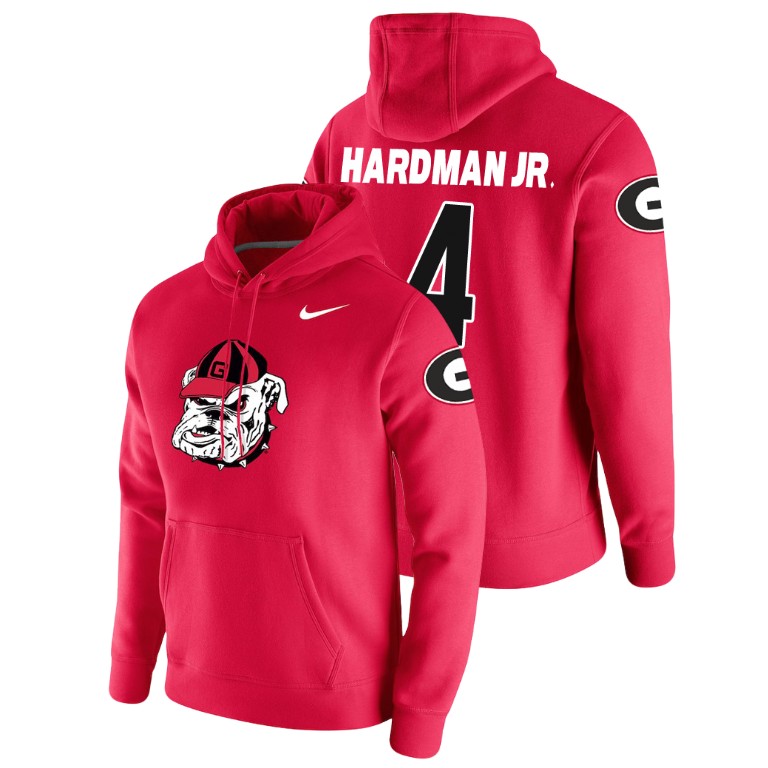 Men's College Football #4 Mecole Hardman Jr. Georgia Bulldogs Pullover Red Vault Club Hoodie