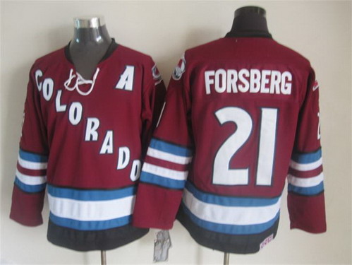 Men's Colorado Avalanche #21 Peter Forsberg 2001-02 Red CCM Vintage Throwback Jersey Stitched