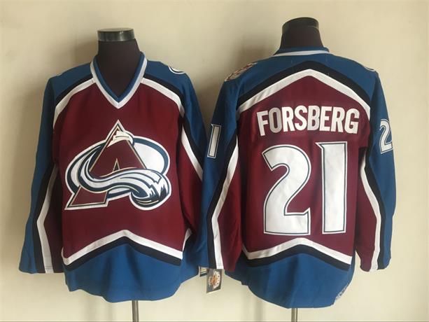 Men's Colorado Avalanche #21 Peter Forsberg Maroon CCM Throwback Jersey Stitched