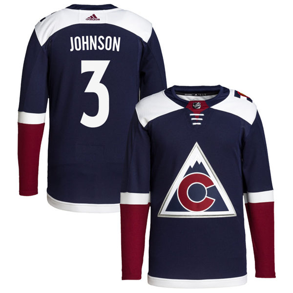 Men's Colorado Avalanche #3 Jack Johnson Navy Alternate Player Jersey Stitched