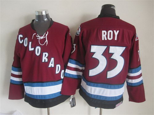 Men's Colorado Avalanche #33 Patrick Roy 2001-02 Red CCM Vintage Throwback Jersey Stitched