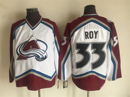 Men's Colorado Avalanche #33 Patrick Roy White CCM Throwback Jersey Stitched