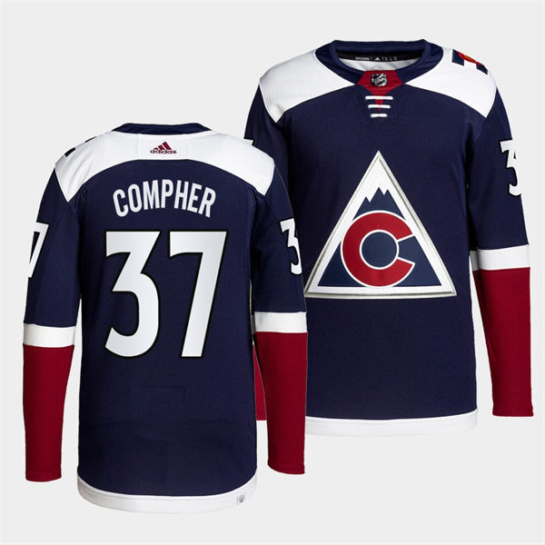 Men's Colorado Avalanche #37 J. T. Compher Navy Alternate Player Jersey Stitched