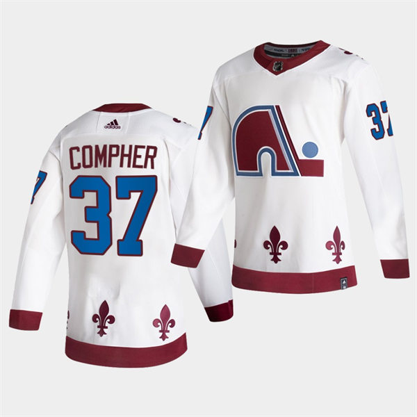Men's Colorado Avalanche #37 J. T. Compher adidas White 2021 Season Reverse Retro Special Edition Jersey Stitched