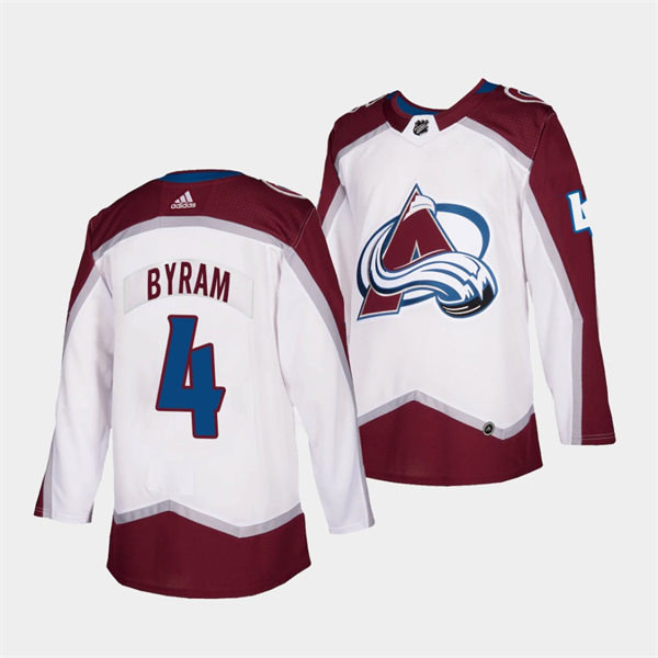 Men's Colorado Avalanche #4 Bowen Byram 2022 White Away Premier Player Jersey Stitched