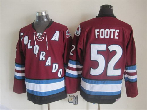 Men's Colorado Avalanche #52 Adam Foote 2001-02 Red CCM Vintage Throwback Jersey Stitched