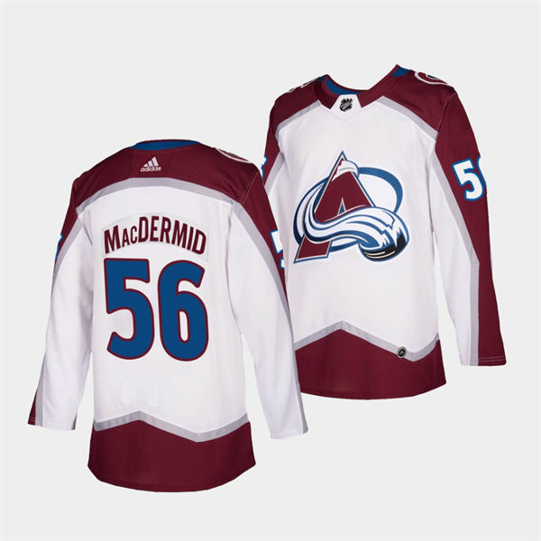 Men's Colorado Avalanche #56 Kurtis MacDermid 2022 White Away Premier Player Jersey Stitched