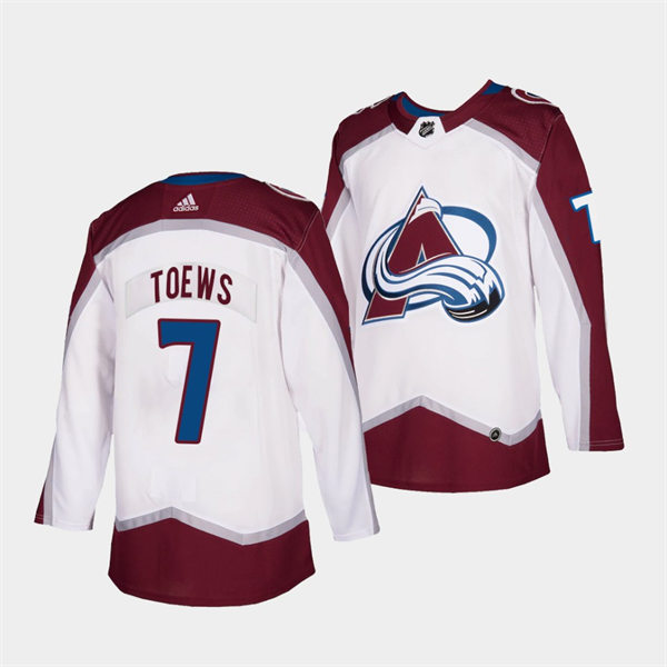 Men's Colorado Avalanche #7 Devon Toews 2022 White Away Premier Player Jersey Stitched