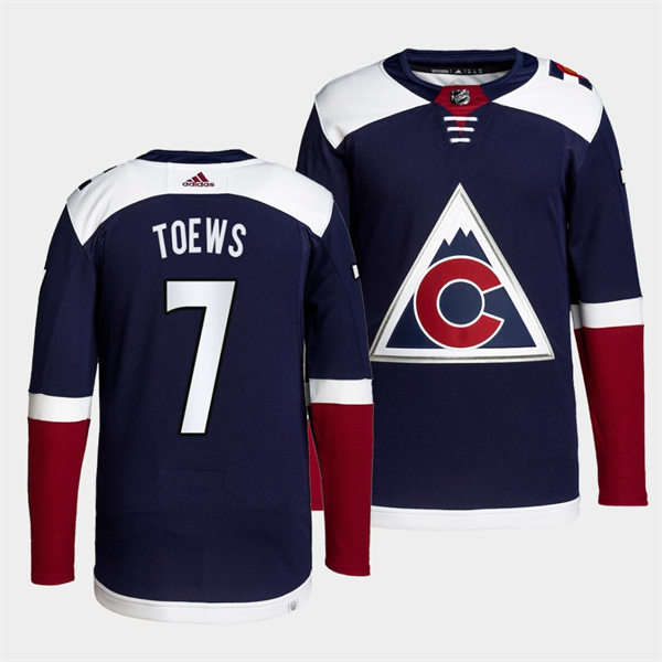 Men's Colorado Avalanche #7 Devon Toews Navy Alternate Player Jersey Stitched