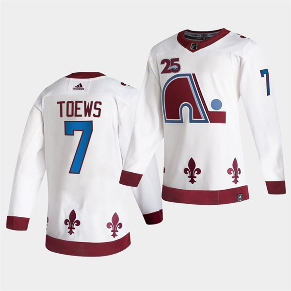 Men's Colorado Avalanche #7 Devon Toews adidas White 2021 Season Reverse Retro Special Edition Jersey Stitched