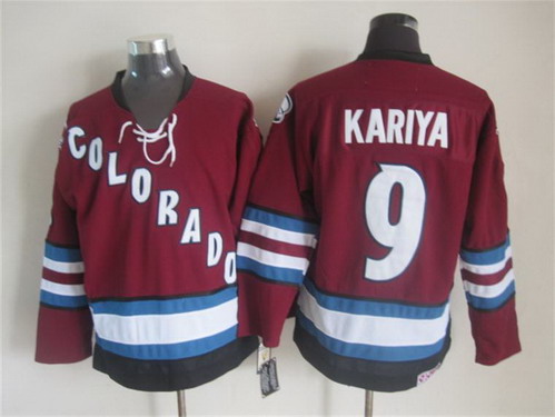 Men's Colorado Avalanche #9 Paul Kariya 2001-02 Red CCM Vintage Throwback Jersey Stitched
