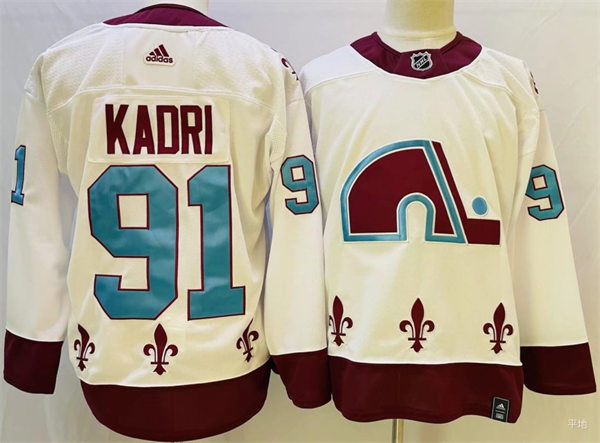 Men's Colorado Avalanche #91 Nazem Kadri adidas White 2021 Season Reverse Retro Special Edition Jersey Stitched