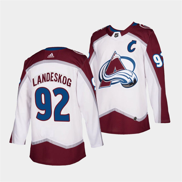 Men's Colorado Avalanche #92 Gabriel Landeskog 2022 White Away Premier Player Stitched