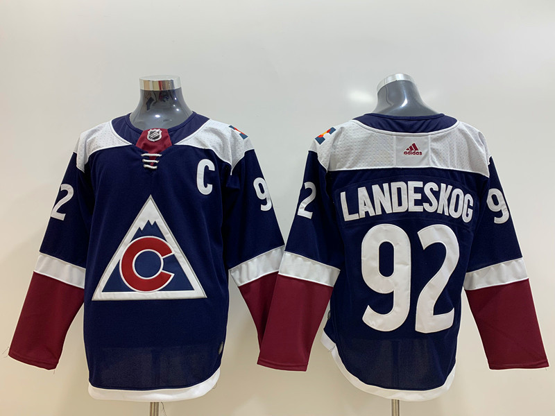 Men's Colorado Avalanche #92 Gabriel Landeskog adidas Alternate Navy Player Jersey Stitched