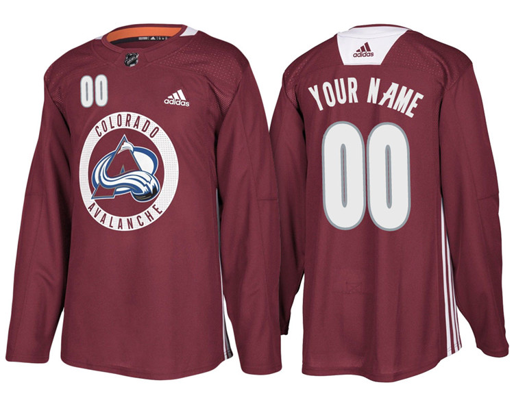 Men's Colorado Avalanche Maroon adidas Practice Custom Jersey Stitched
