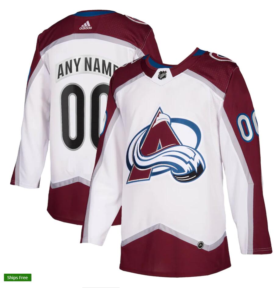 Men's Colorado Avalanche adidas White Away Custom Jersey Stitched