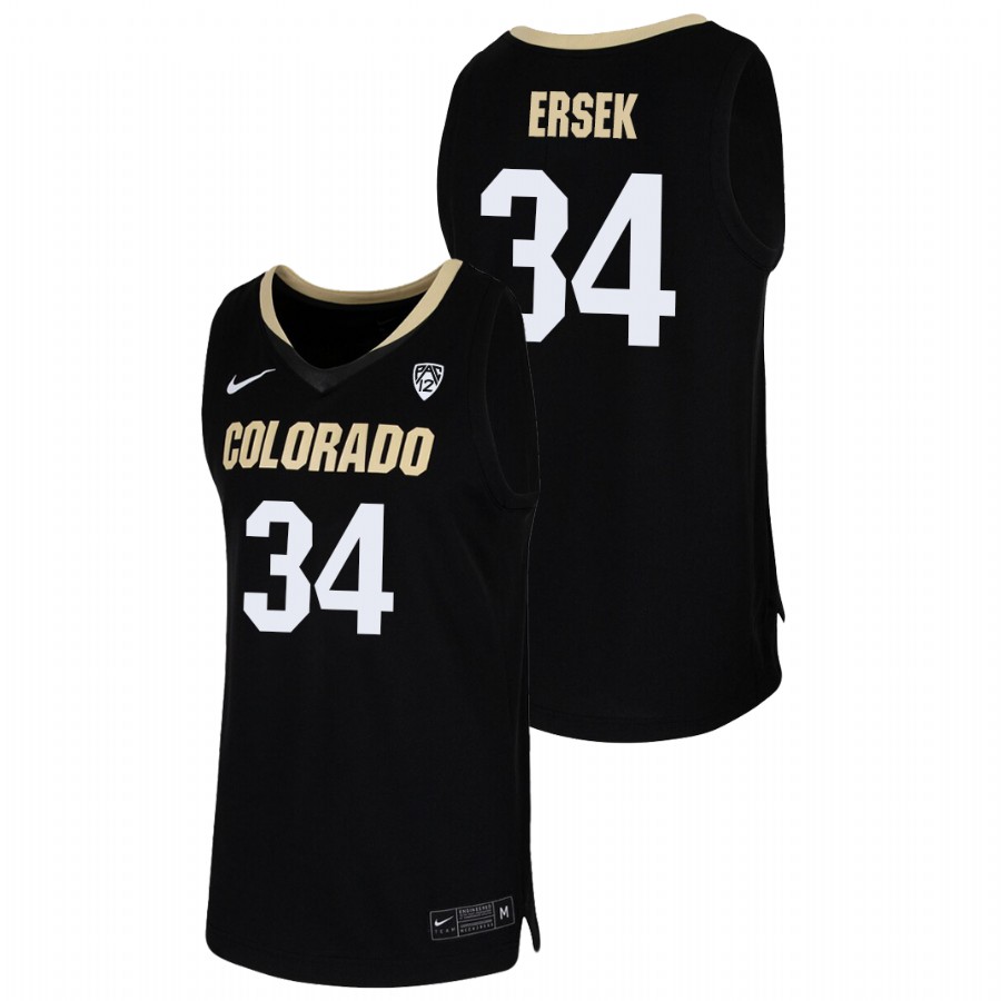 Men's Colorado Buffaloes Benan Ersek College Basketball 2021 Team Replica Jersey Black