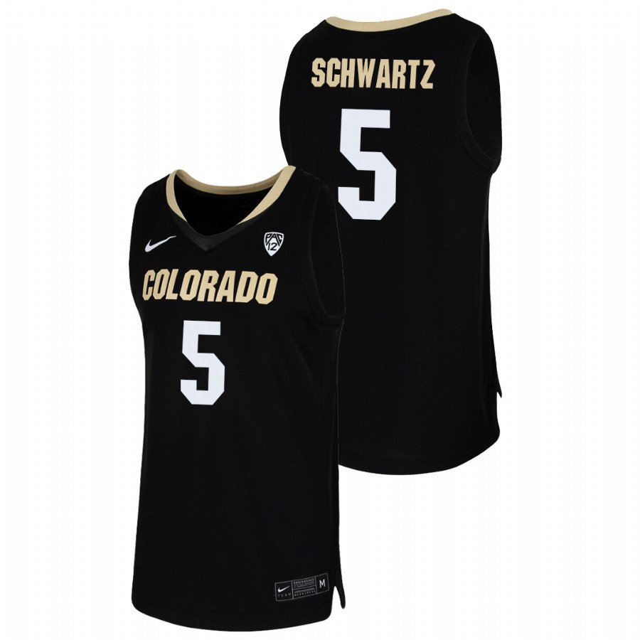 Men's Colorado Buffaloes D'Shawn Schwartz College Basketball 2021 Team Replica Jersey Black