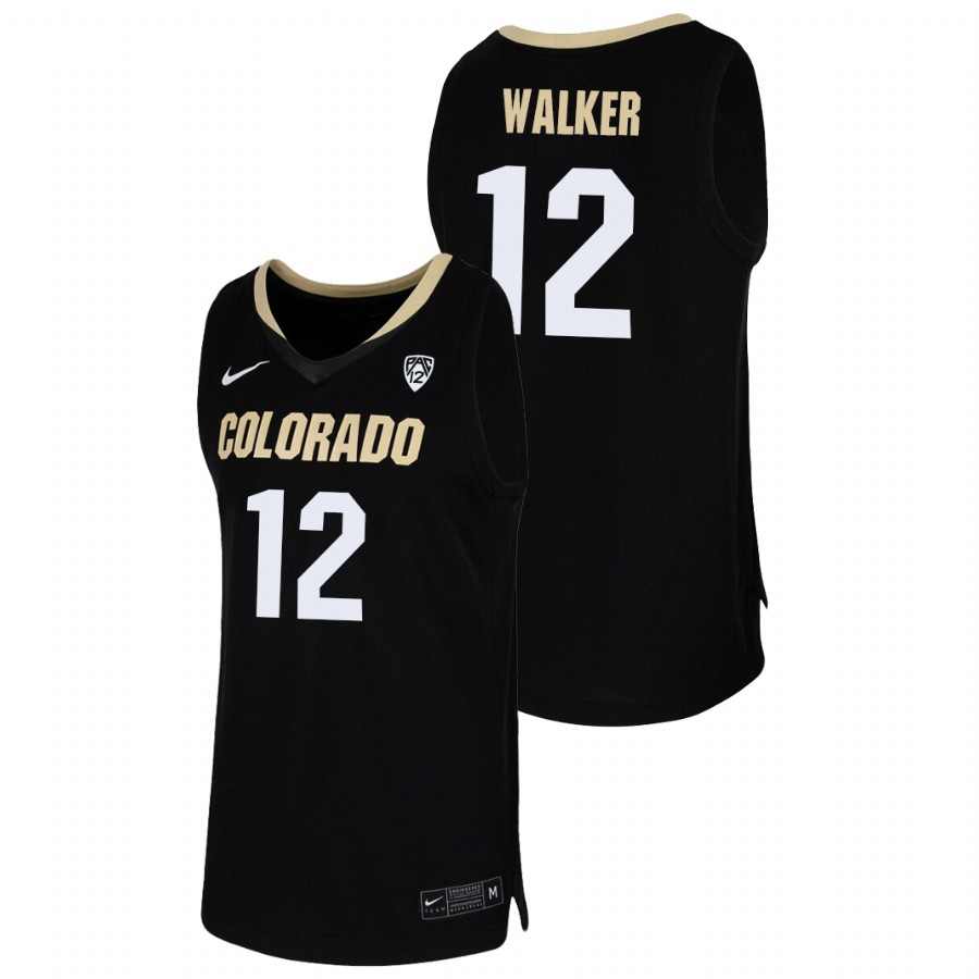 Men's Colorado Buffaloes Jabari Walker College Basketball 2021 Team Replica Jersey Black