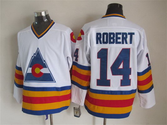 Men's Colorado Rockies #14 Joe Robert 1976-77 White CCM Vintage Throwback Jersey Stitched