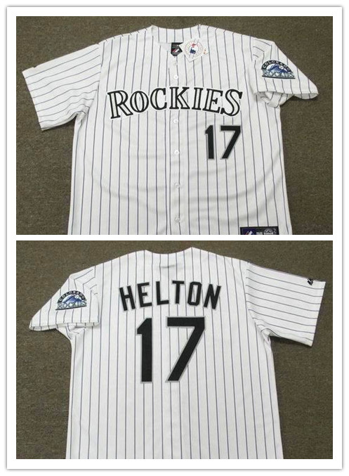 Men's Colorado Rockies #17 TODD HELTON Majestic Throwback VINTAGE White Home Baseball Jersey