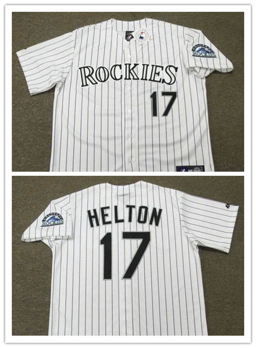 Men's Colorado Rockies #17 TODD HELTON Majestic Throwback VINTAGE White Home Baseball Jerseys