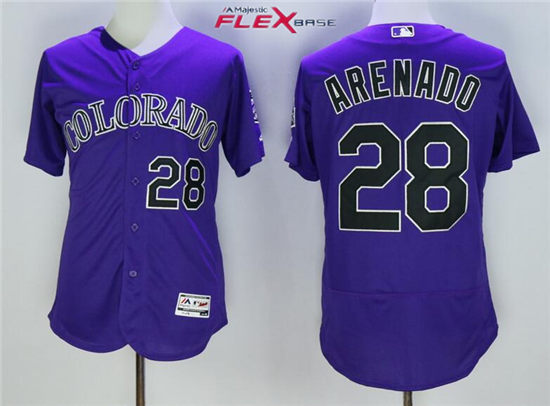Men's Colorado Rockies #28 Nolan Arenado Majestic Alternate Purple 2016 FlexBase Baseball Jerseys
