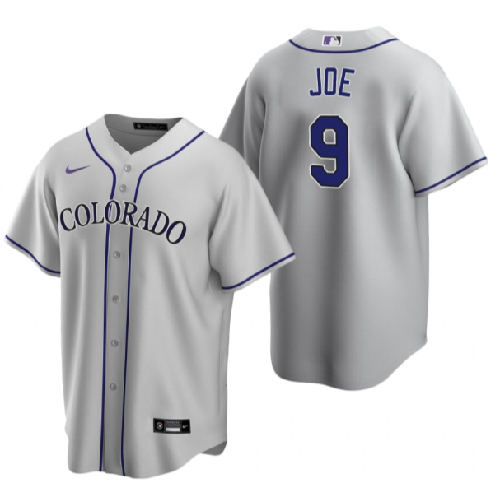 Men's Colorado Rockies #9 Connor Joe Grey Stitched Baseball Jersey