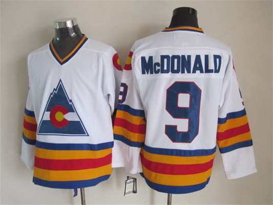 Men's Colorado Rockies #9 Joey MacDonald 1976-77 White CCM Vintage Throwback Jersey Stitched