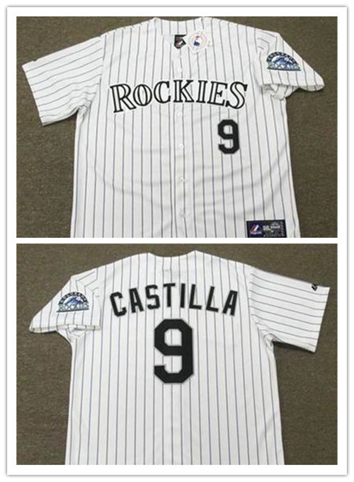 Men's Colorado Rockies #9 VINNY CASTILLA 2004 Majestic Throwback Home Baseball Jerseys